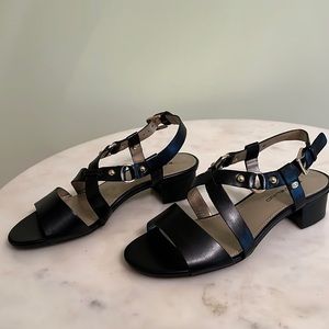 Bandolino black leather sandals, new without box, size 6